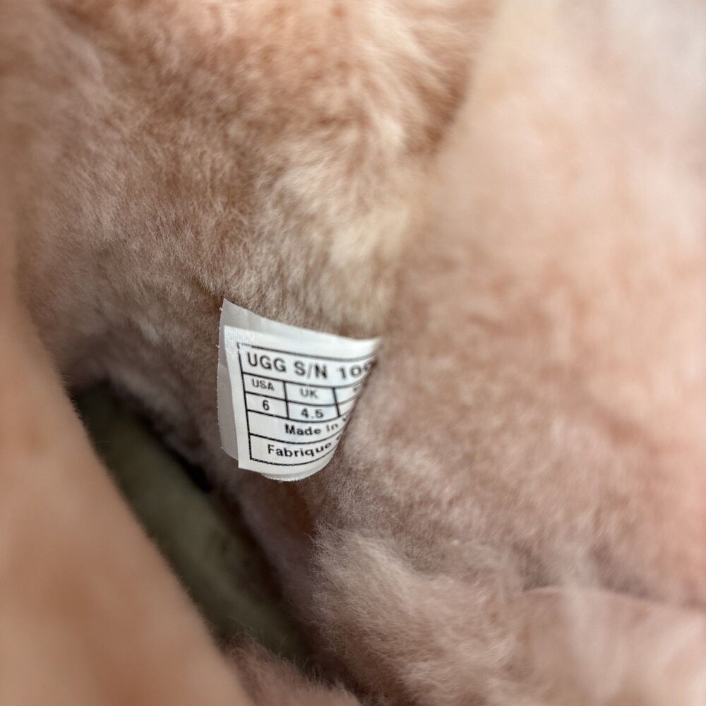 Womens UGG Boots Bailey Bow Pink EPRM Sz6 Suede Wool Coquette Festival VERY RARE - Picture 12 of 13
